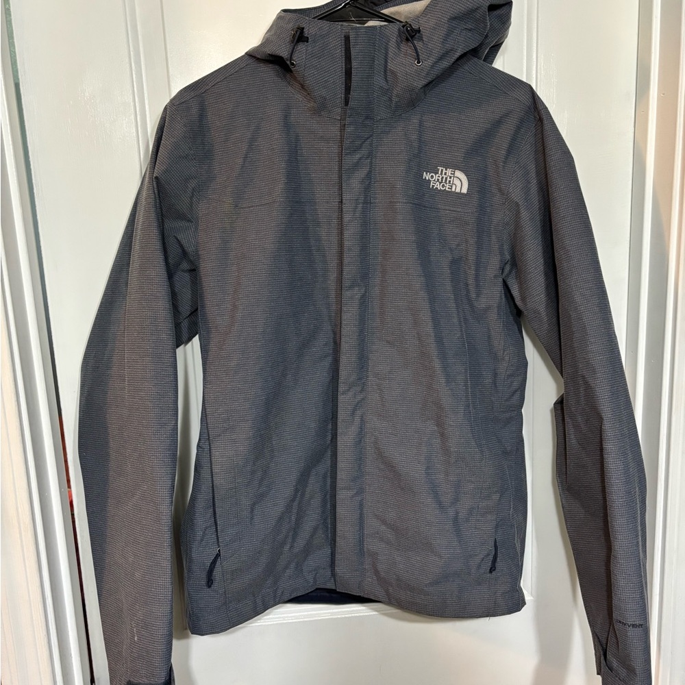 The North Face Blue/Gray Hooded Rain Jacket Full Zip